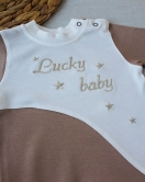 0-3 3-6 Ay Lucky Baby Nakışlı Es Çizgi Boy Şapkalı Erkek Bebek Tulumu