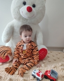 3-6-9-12 Ay Pooh Desenli Zebra Çizgili Şapkalı Sweatli 3lü Kız Erkek Bebek Tulumu(sarı)