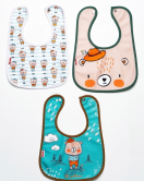 Bear Temalı Kare 3 Parça Microfiber Mama Önlüğü Kendi Kutusunda (su Geçirmez) Çıtçıtlı