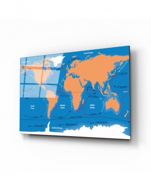 Dünya Haritası 68 Cam Tablo