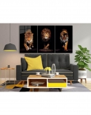 Aslan,kaplan,jaguar 3 Lü Set (TOPLAM ÖLÇÜ 210X110 CM) Cam Tablo