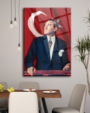 Türk Bayraüı Atatürk Cam Tablo,ofis Duvar Dekarasyon Ürünleri,ev Dekorasyon