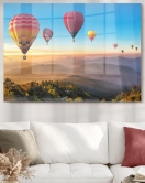 Uçan Renkli Balonlar | Manzara Temalı Cam Tablo | 50x70 Cm