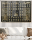 Esmaül Hüsna Kabe Örtüsü Gold Detay | Dini Temalı Cam Tablo | 50x70 Cm