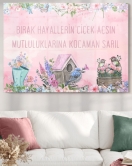 Motto Söz Mutluluk Hayaller | Kelimeler Temalı Cam Tablo | 50x70 Cm