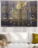 Gold Detaylı Osmanlı Tuğrası Allah Muhammed | Osmanlı Temalı Cam Tablo | 50x70 Cm