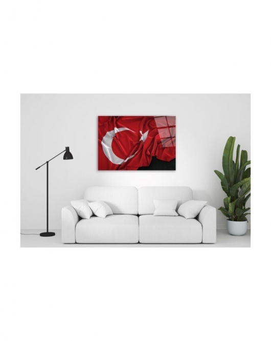 3d Türk Bayrağı Cam Tablo 50x70 Cm