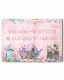 Motto Söz Mutluluk Hayaller | Kelimeler Temalı Cam Tablo | 50x70 Cm