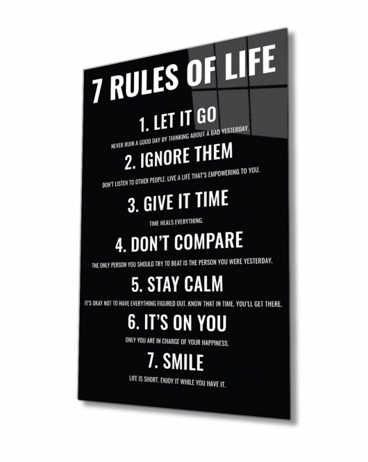 7 Rules Of Life Hayatın 7 Kuralı Ev Ve Ofis Duvar Dekoru Hediyelik Büyük Tablo Dayanıklı Cam