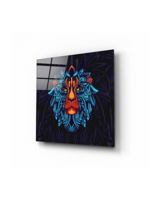 Aslan Portre Cam Tablo 50x50 Cm