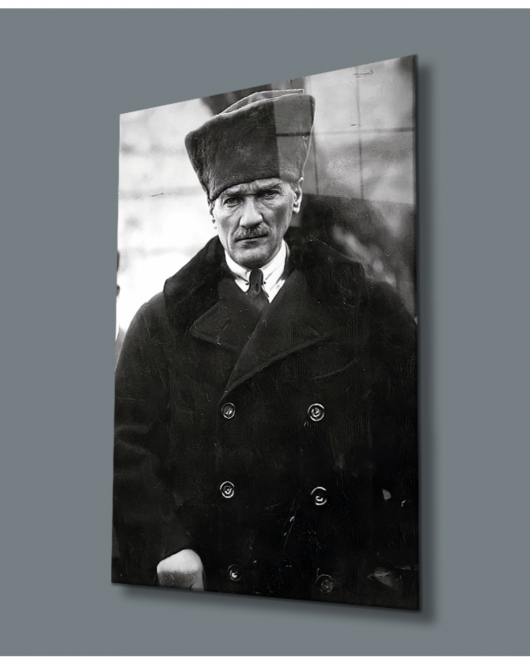 Atatürk Portresi Uv Baskılı Cam Tablo, Ev Ve Ofis Duvar Dekoru Hediyelik