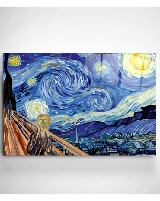 Digi-art Yıldızlı Gece Vincent Van Gogh Cam Tablo 70x110