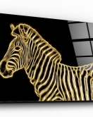 Gold İşleme Sanatsal Zebra Cam Tablo