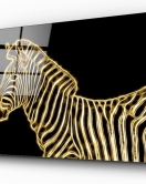 Gold İşleme Sanatsal Zebra Cam Tablo