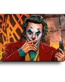 Sigara İçen Joker Sanatsal Cam Tablo