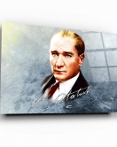 İmzalı Atatürk Cam Tablo