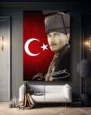 Türk Bayrağı Atatürk Cam Tablo