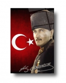 Türk Bayrağı Atatürk Cam Tablo