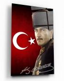 Türk Bayrağı Atatürk Cam Tablo