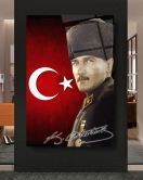 Türk Bayrağı Atatürk Cam Tablo