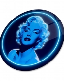 Marilyn Monroe Mavi Neon yuvarlak Cam Tablo