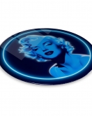 Marilyn Monroe Mavi Neon yuvarlak Cam Tablo