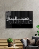 İstanbul Turkey Yazılı Siyah Beyaz Cam Tablo