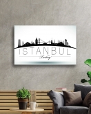 İstanbul Turkey Yazılı Siyah Beyaz Cam Tablo