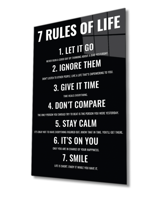 7 Rules of Life Hayatın 7 Kuralı Dayanıklı Cam