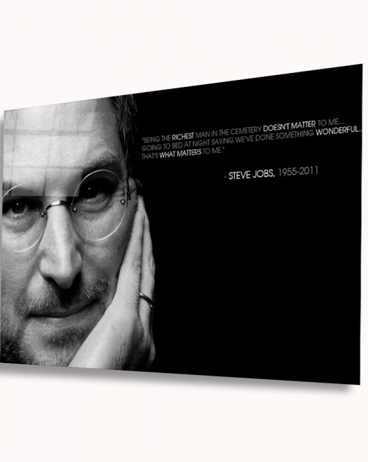 Siyah Beyaz İnsan Fotoğrafları Steve Jobs Cam Tablo