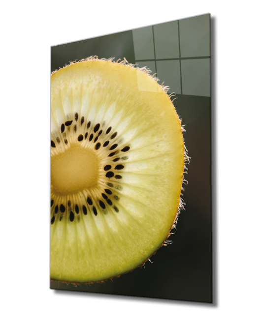 Sarı Kivi Cam Tablo Yellow Kiwi