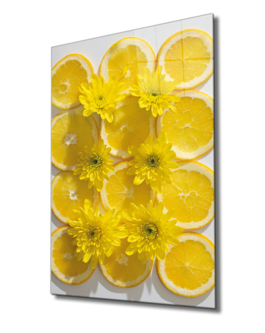 Sarı Limonlar Cam Tablo Yellow Lemons