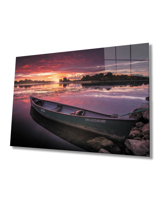 Gün Batımı Kayık Cam Tablo Sunset Kayak Table