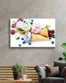 Meyveler Dondurma Cam Tablo Fruits İce Cream Art