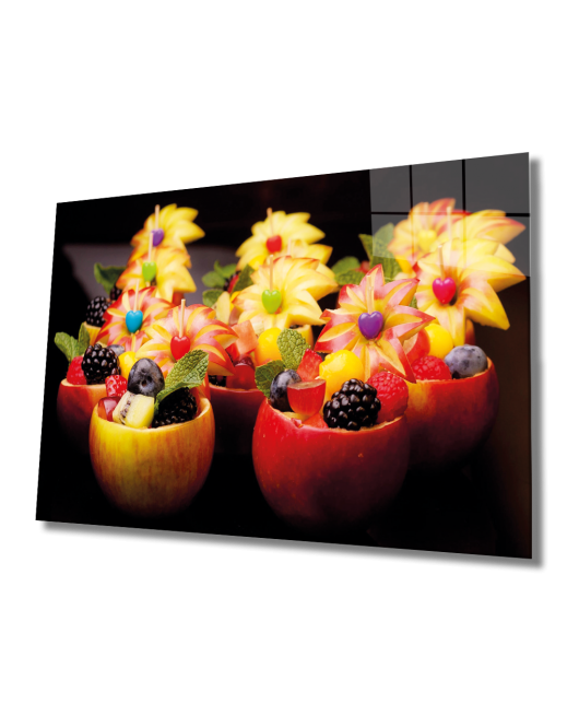 Taze Meyveler Cam Tablo Fresh Fruits Wall Hanging