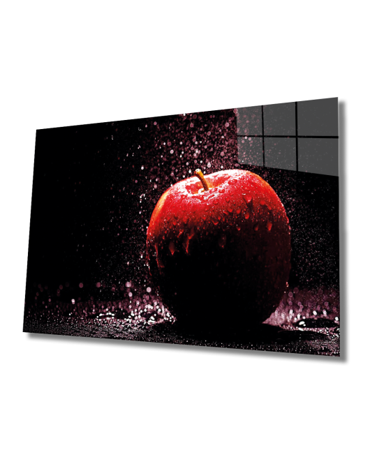 Kırmızı Elma Cam Tablo Red Apple Art