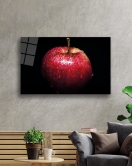 Kırmızı Elma Cam Tablo Red Apple Art