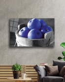 Mavi Elmalar Cam Tablo Blue Apples Wall Hanging