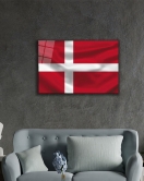 Danimarka Bayrağı Cam Tablo Denmark Flag