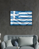 Yunanistan Bayrağı Cam Tablo Greece Flag