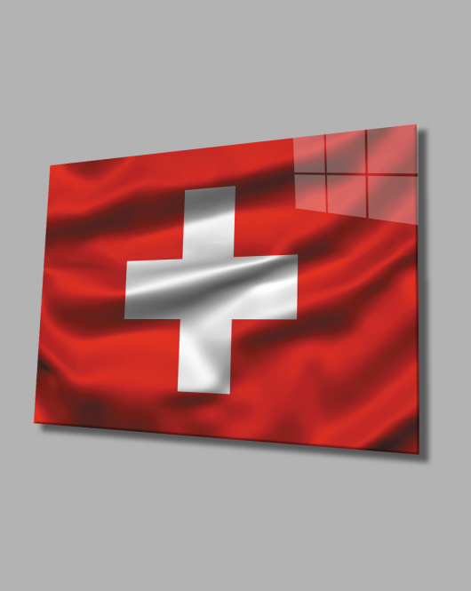 İsviçre Cam Tablo Swiss Flag