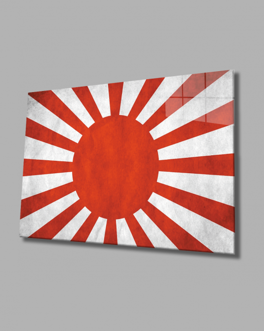 Eski Japon Bayrağı Cam Tablo Old Japanese Flag