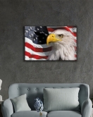 Kartallı Amerika Bayrağı Cam Tablo American Eagle Flag