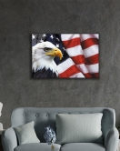 Kartallı Amerika Bayrağı Cam Tablo American Eagle Flag