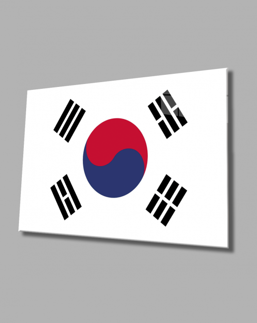 Güney Kore Bayrağı Cam Tablo South Korea Flag