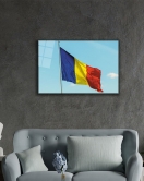 Romanya Bayrağı Cam Tablo Romanian Flag