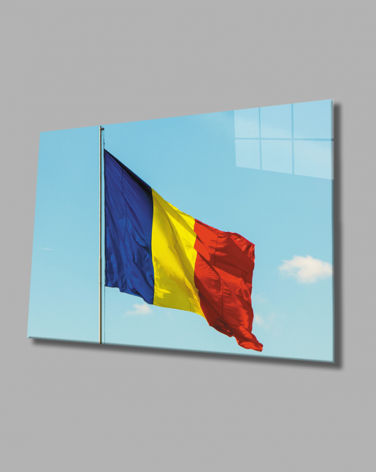 Romanya Bayrağı Cam Tablo Romanian Flag