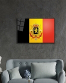 Belçika Bayrağı Cam Tablo Belgium Flag