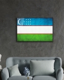 Özbekistan Bayrağı Cam Tablo Uzbekistan Flag