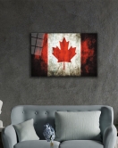 Kanada Bayrağı Cam Tablo Canadian Flag